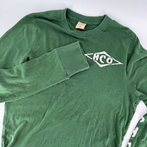 Hollister Y2K Vintage Green Long Sleeve Embroidered Logo HCO Med Mens Shirt